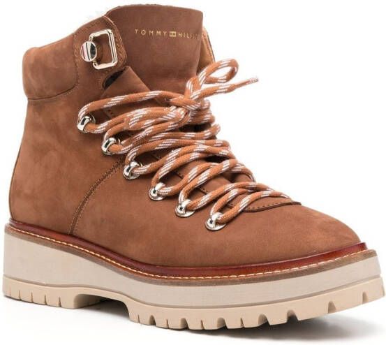 Tommy Hilfiger lace-up leather ankle boots Brown