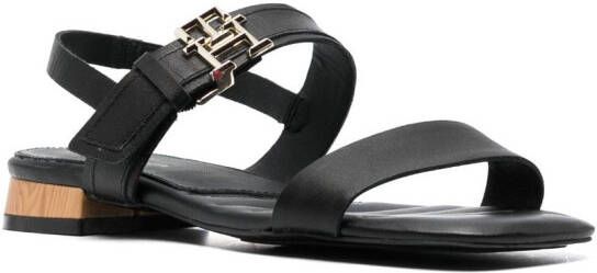 Tommy Hilfiger logo-buckle leather sandals Black