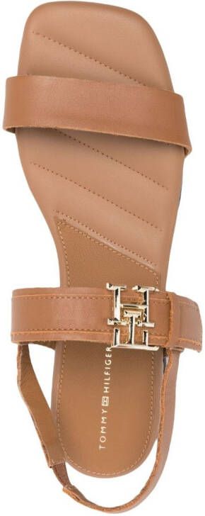 Tommy Hilfiger logo-buckle leather sandals Brown