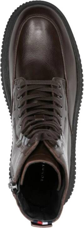 Tommy Hilfiger logo-debossed leather boots Brown
