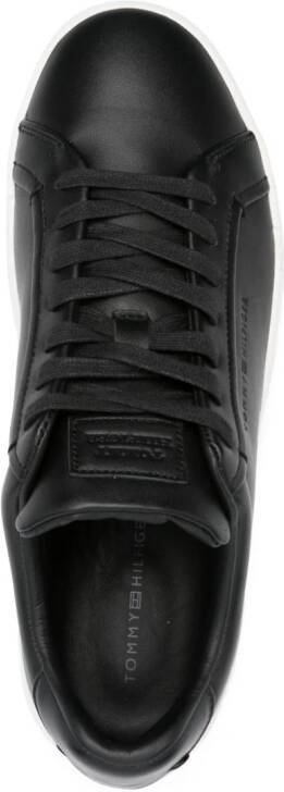 Tommy Hilfiger logo debossed leather sneakers Black