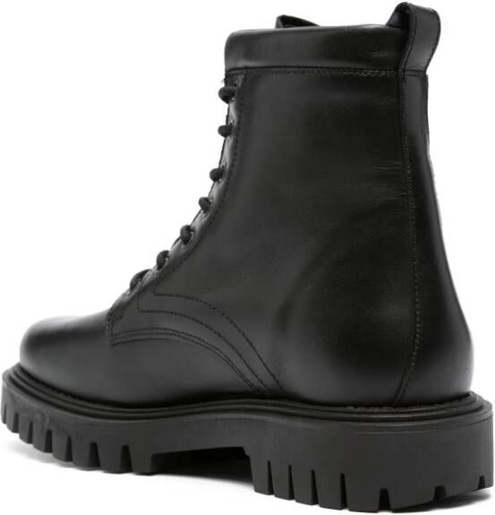 Tommy Hilfiger logo-embossed leather boots Black