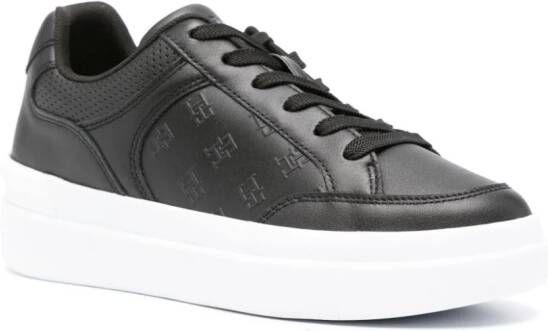 Tommy Hilfiger logo-embossed leather sneakers Black