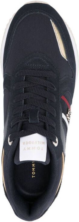 Tommy Hilfiger logo-embroidered leather sneakers Blue