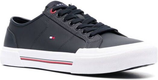 Tommy Hilfiger logo-embroidered low-top leather sneakers Blue