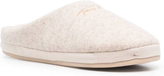 Tommy Hilfiger logo embroidery slippers Neutrals