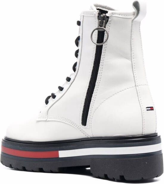 Tommy Hilfiger logo-patch lace-up boots White