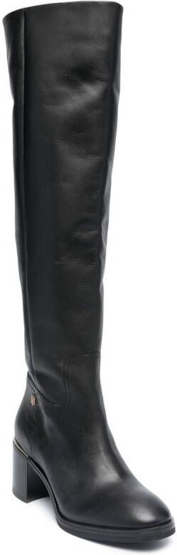 Tommy Hilfiger logo-plaque knee-high boots Black