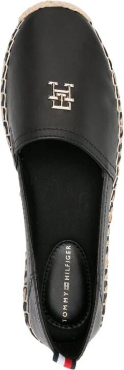Tommy Hilfiger logo-plaque leather espadrilles Black