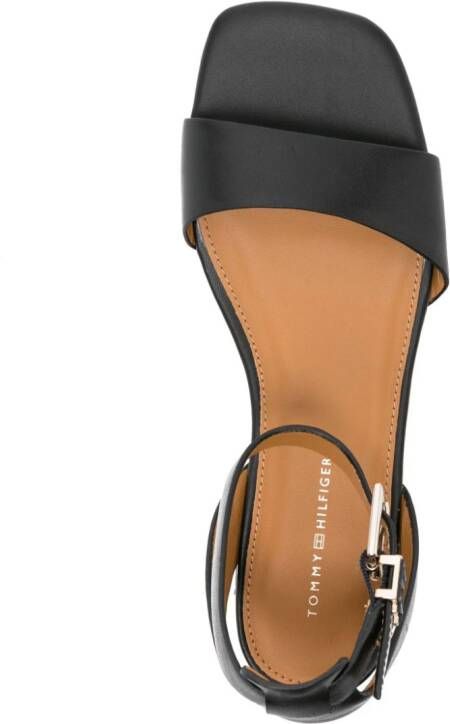 Tommy Hilfiger logo-plaque leather sandals Black