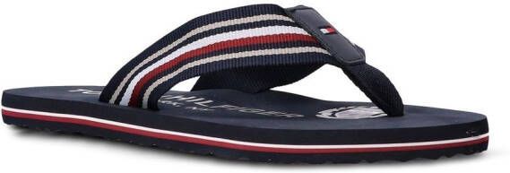 Tommy Hilfiger logo-print striped flip flops Blue