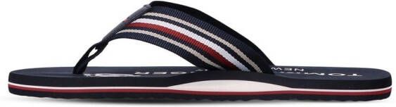 Tommy Hilfiger logo-print striped flip flops Blue