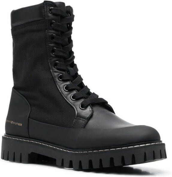 Tommy Hilfiger logo-stamp lace-up boots Black