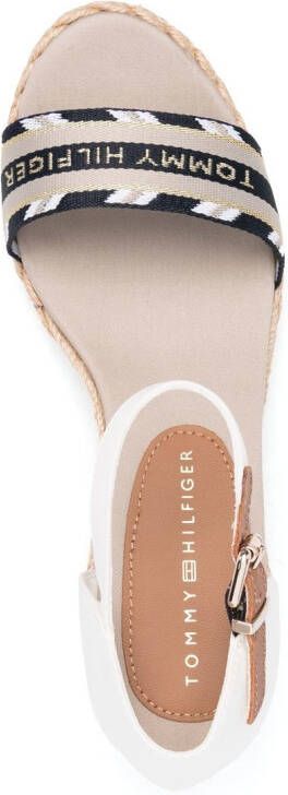 Tommy Hilfiger logo-strap wedge sandals White