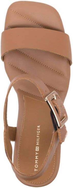 Tommy Hilfiger metallic-detail leather wedge sandals Brown
