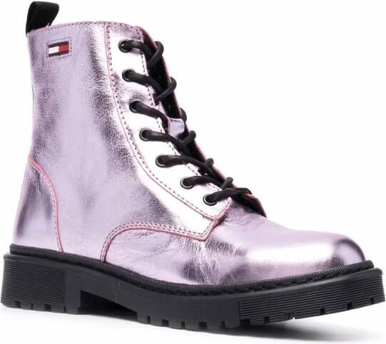 Tommy Hilfiger metallic-finish ankle boots Pink