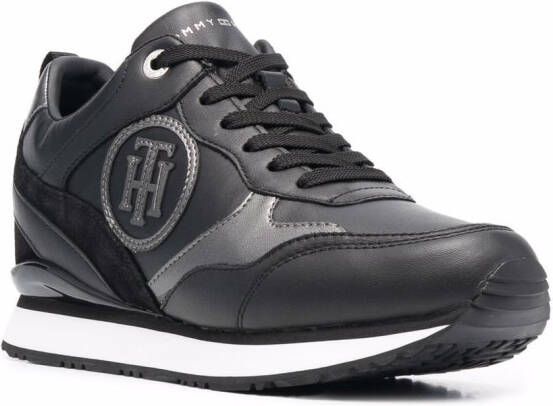 Tommy Hilfiger metallic wedge heel trainers Black