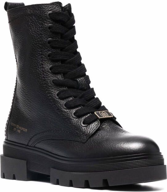 Tommy Hilfiger monochromatic lace-up boots Black