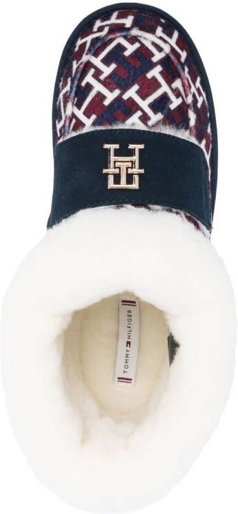 Tommy Hilfiger monogram fleece-trim slippers Red