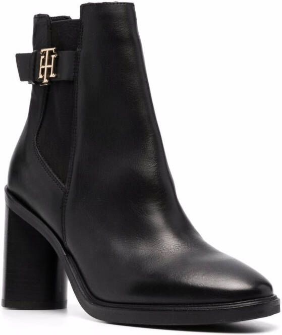 Tommy Hilfiger Monogram-Hardware leather ankle boots Black