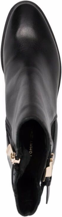Tommy Hilfiger Monogram-Hardware leather ankle boots Black