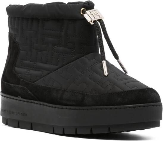 Tommy Hilfiger monogram-jacquard platform snow boots Black