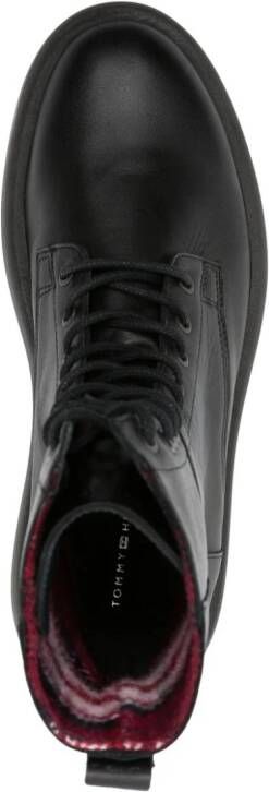 Tommy Hilfiger monogram-plaque leather ankle boots Black