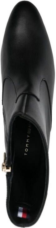 Tommy Hilfiger monogram-plaque leather ankle boots Black