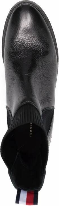 Tommy Hilfiger Outdoor Knit flat leather ankle boots Black