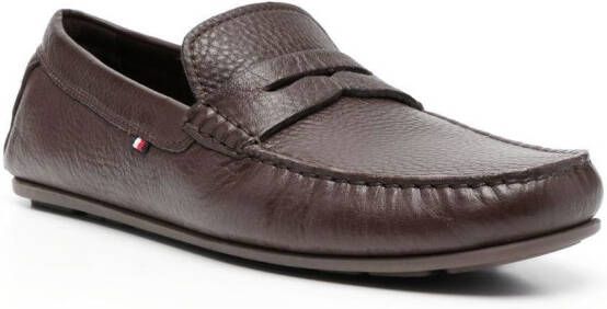 Tommy Hilfiger pebbled leather loafers Brown