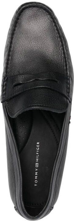 Tommy Hilfiger pebbled leather penny loafers Black