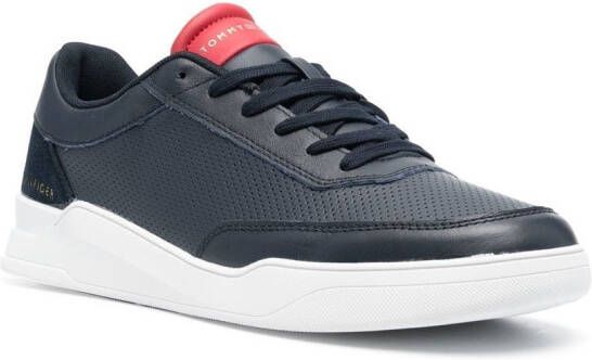 Tommy Hilfiger perforated leather lace-up sneakers Blue