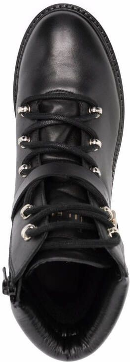 Tommy Hilfiger polished leather flat boots Black