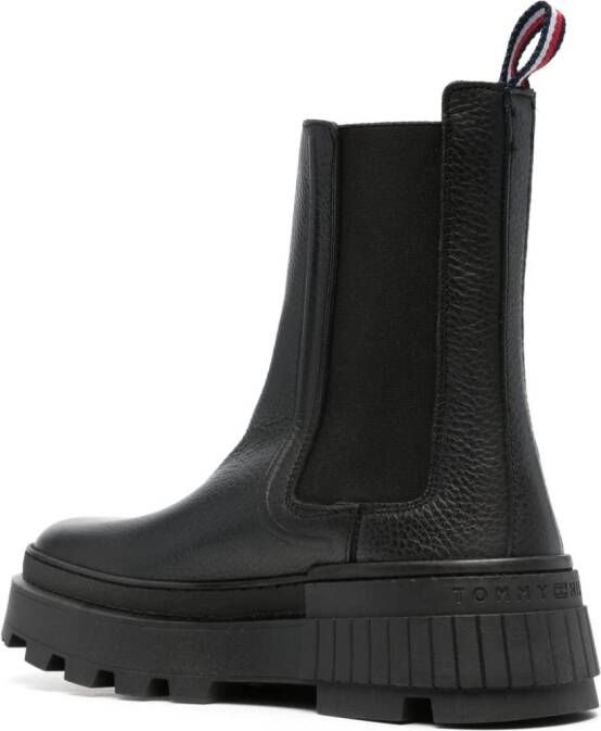 Tommy Hilfiger round-toe leather ankle boots Black