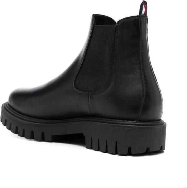 Tommy Hilfiger round-toe slip-on leather boots Black