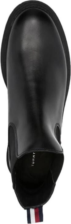 Tommy Hilfiger round-toe slip-on leather boots Black