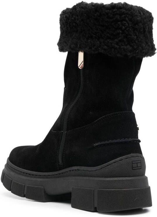 Tommy Hilfiger shearling lining suede boots Black
