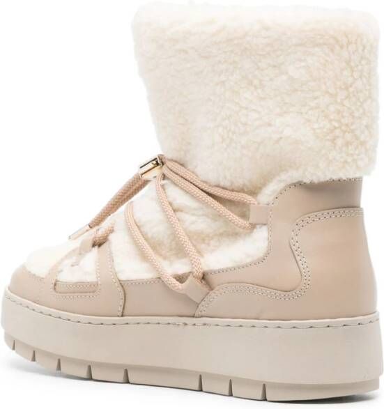 Tommy Hilfiger shearling-trim leather snow boots Neutrals