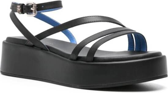 Tommy Hilfiger strappy leather platform sandals Black