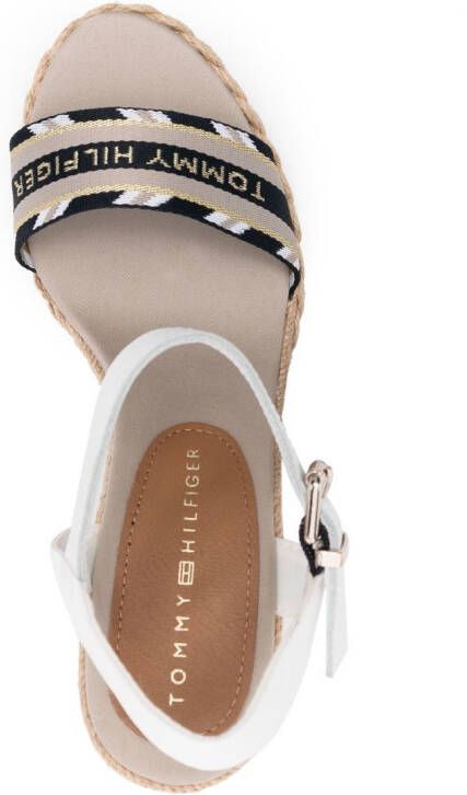 Tommy Hilfiger webbing high-wedge heel sandals White