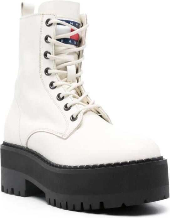 Tommy Jeans 60mm zip-up leather ankle boots White