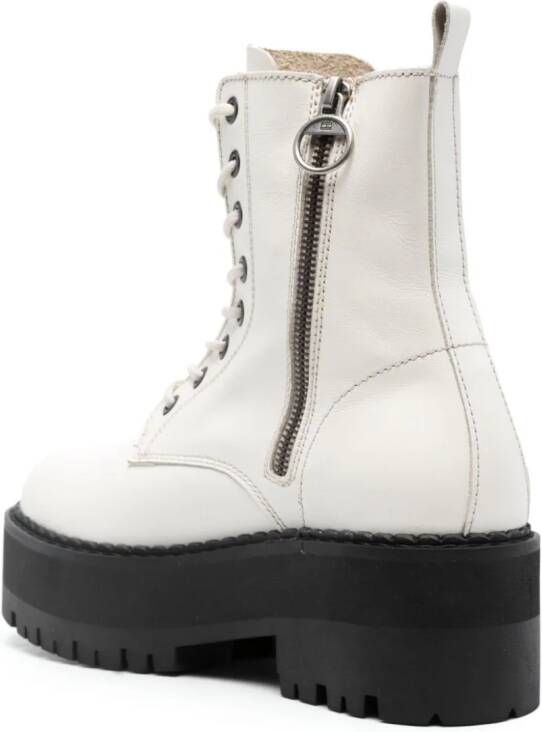 Tommy Jeans 60mm zip-up leather ankle boots White