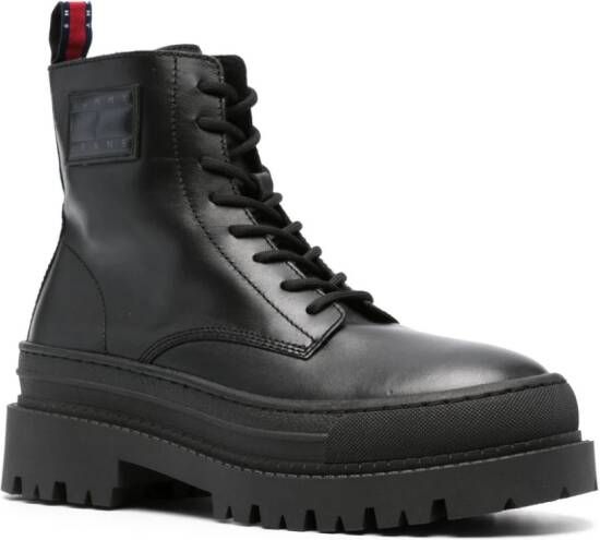 Tommy Jeans Foxing lace-up leather boots Black