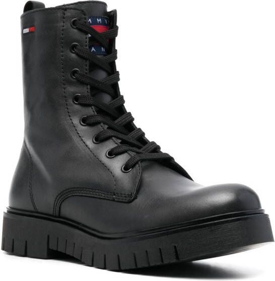 Tommy Jeans lace-up leather ankle boots Black