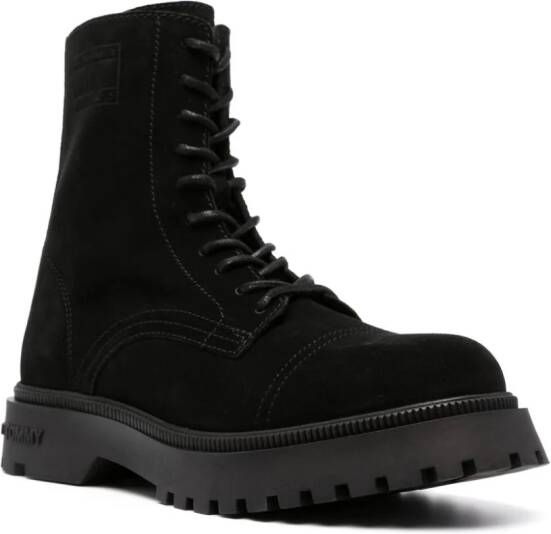 Tommy Jeans lace-up suede boots Black
