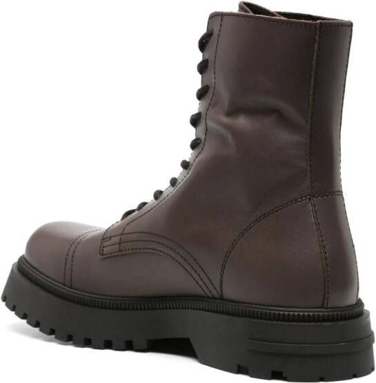 Tommy Jeans logo-debossed leather boots Brown
