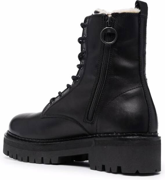 Tommy Jeans logo flag lace-up boots Black