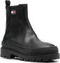 Tommy Jeans logo patch leather Chelsea boots Black - Thumbnail 2