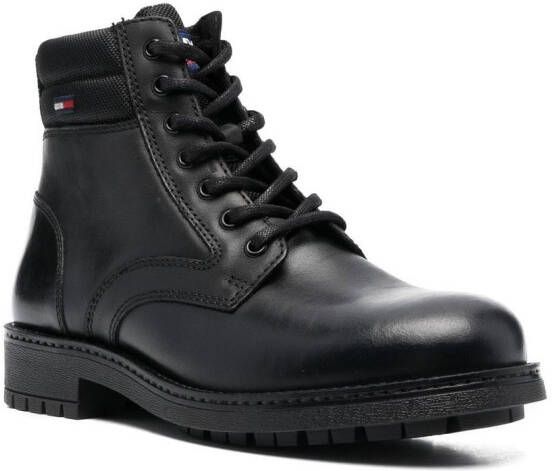 Tommy Jeans padded-ankle lace-up boots Black