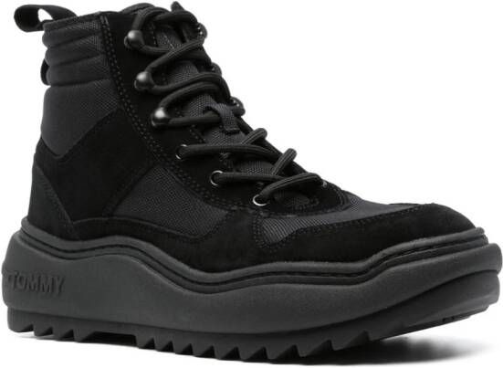 Tommy Jeans panelled lace-up boots Black